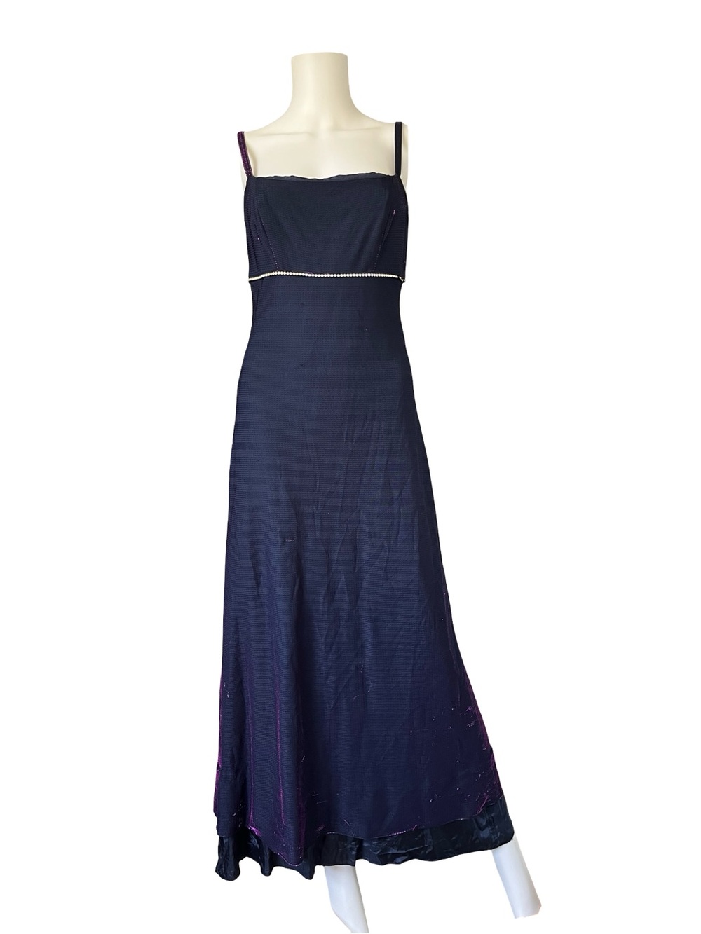Vintage 90s Y2K Jump! Prom Dress Navy Purple Color Shift Hoco Event Size 7/8